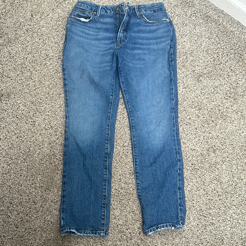 Good American blue straight jeans g o indigo denim ankle size 26 - Picture 3 of 10